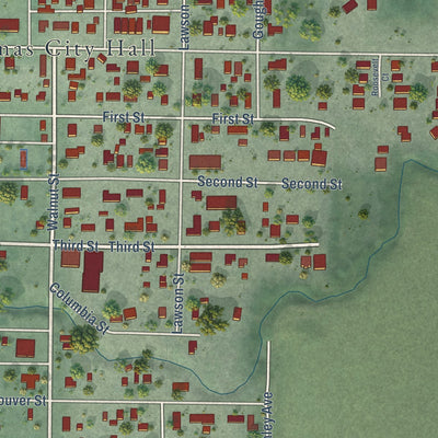 Close-up of the map of Sumas, Washington print showing street and building detail