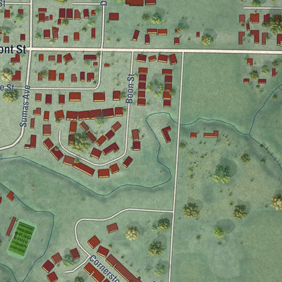 Second close-up of the map of Sumas, Washington print showing more streets and buildings