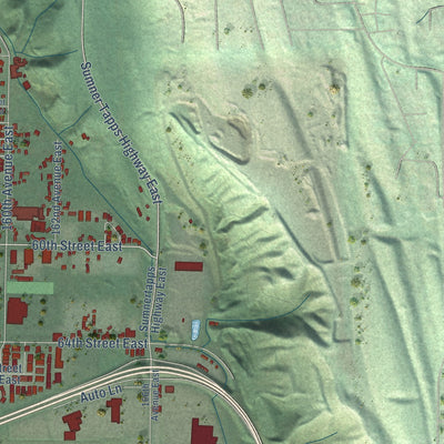 Second close-up of the map of Sumner, Washington print showing more streets and buildings