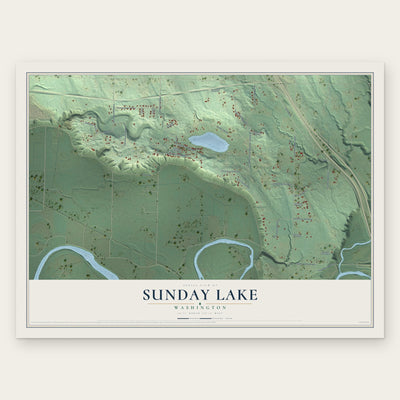 Sunday Lake, Washington map print, the full design