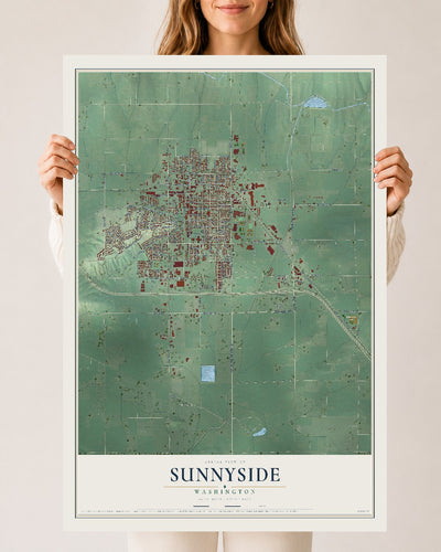 Map of Sunnyside, Washington, 24 x 36 inch unframed archival matte print