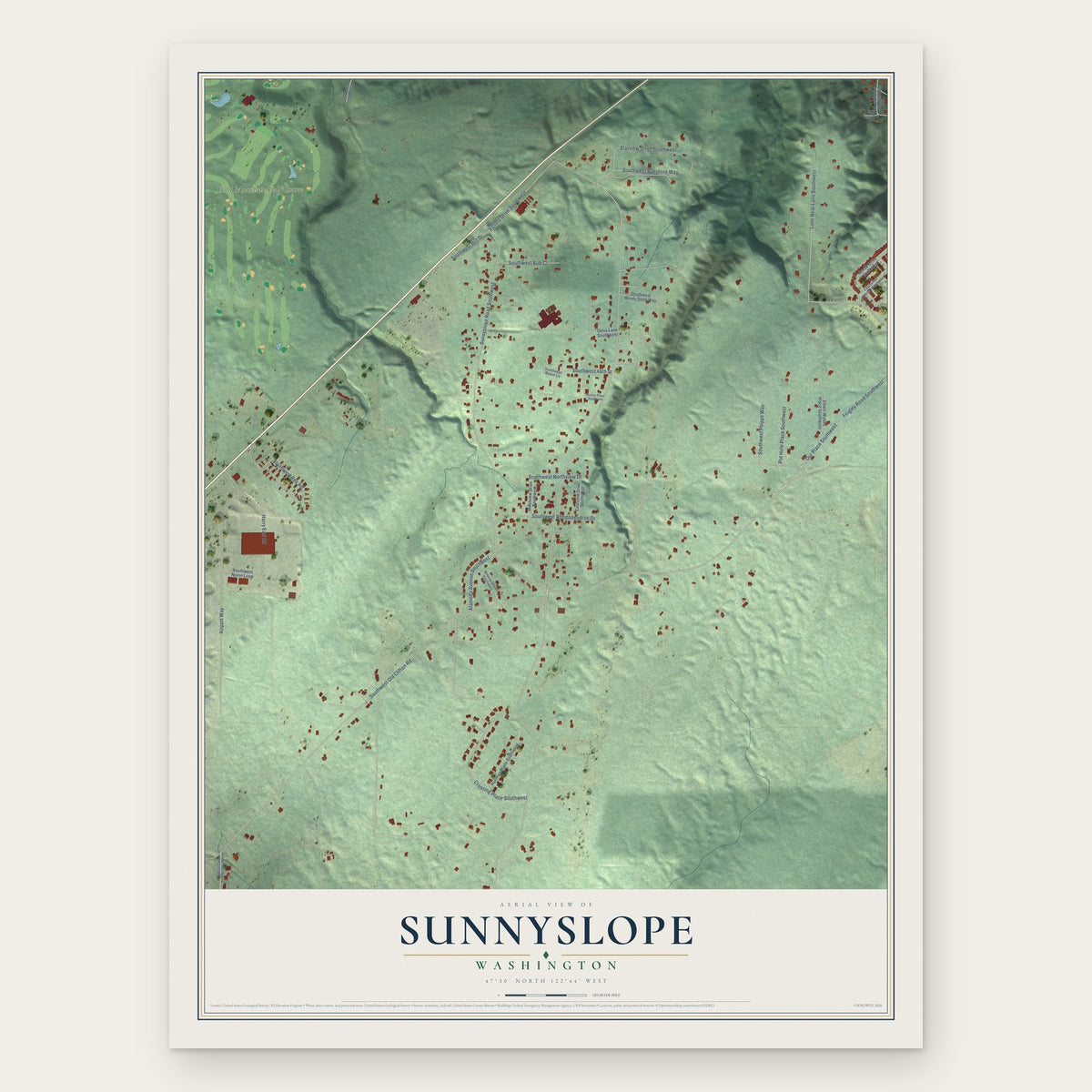 Sunnyslope, Kitsap County, Washington map print, the full design