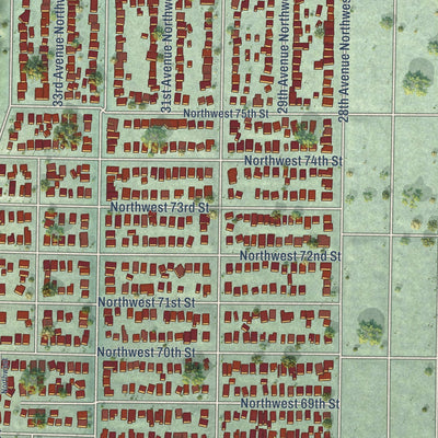 Close-up of the map of Sunset Hill, Washington print showing street and building detail