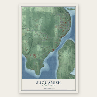 Suquamish, Washington map print, the full design