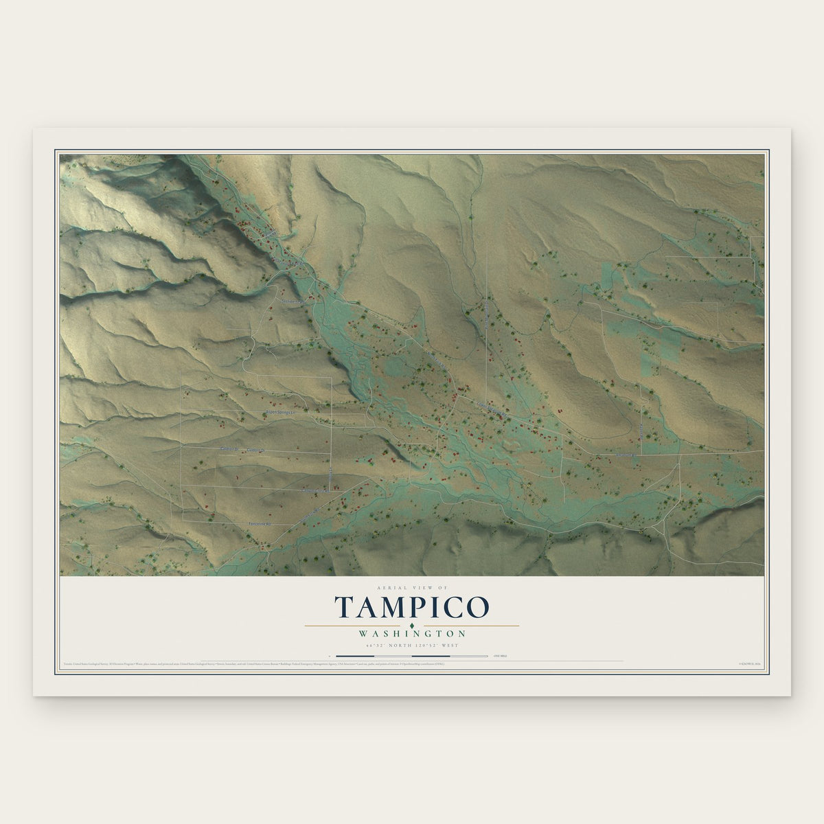 Tampico, Washington map print, the full design