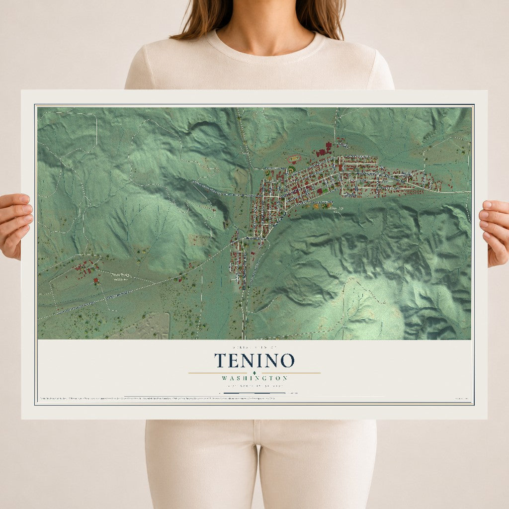 Map of Tenino, Washington, 18 x 24 inch unframed archival matte print