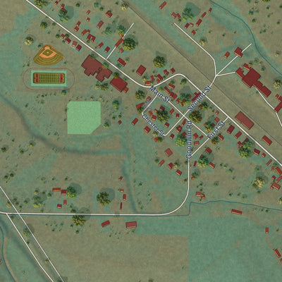 Close-up of the map of Thorp, Washington print showing street and building detail