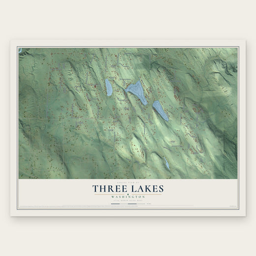 Three Lakes, Washington map print, the full design