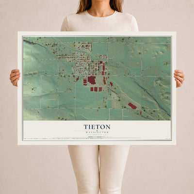 Map of Tieton, Washington, 24 x 36 inch unframed archival matte print