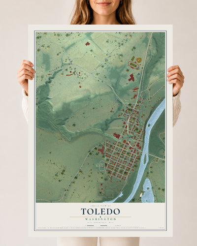 Map of Toledo, Washington, 24 x 36 inch unframed archival matte print