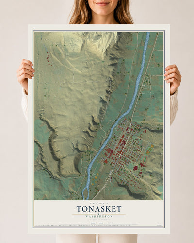Map of Tonasket, Washington, 24 x 36 inch unframed archival matte print