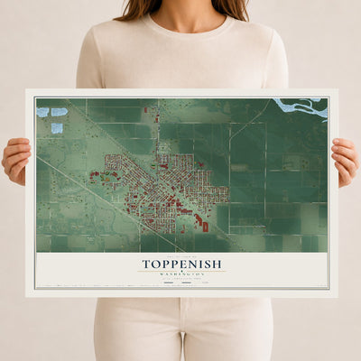 Map of Toppenish, Washington, 12 x 18 inch unframed archival matte print