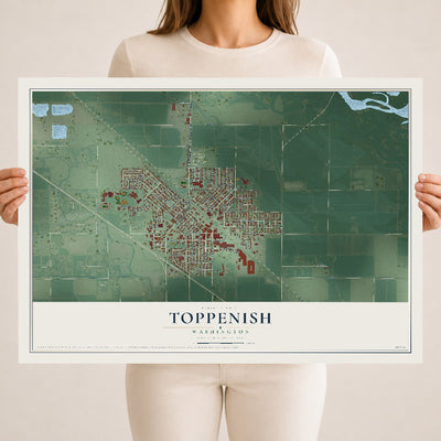 Map of Toppenish, Washington, 18 x 24 inch unframed archival matte print