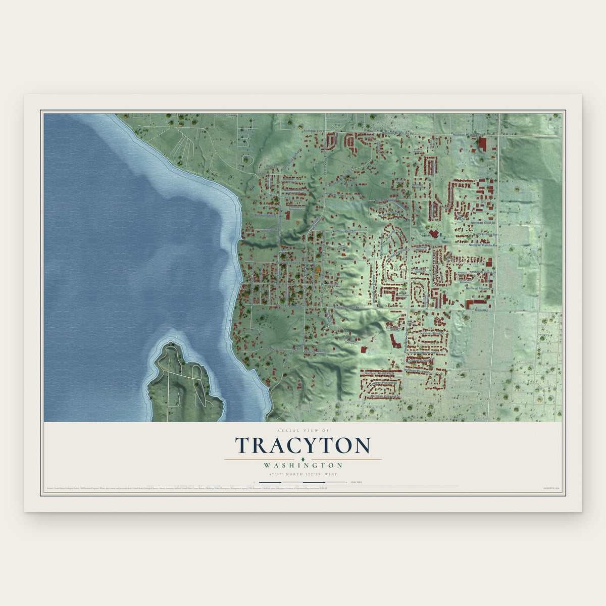 Tracyton, Washington map print, the full design
