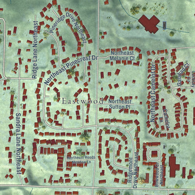 Close-up of the map of Tracyton, Washington print showing street and building detail