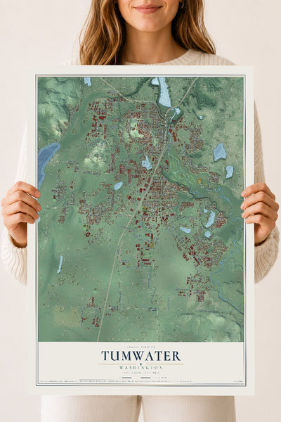 Map of Tumwater, Washington, 18 x 24 inch unframed archival matte print