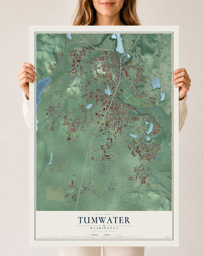 Map of Tumwater, Washington, 24 x 36 inch unframed archival matte print
