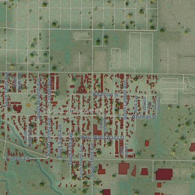 Second close-up of the map of Union Gap, Washington print showing more streets and buildings
