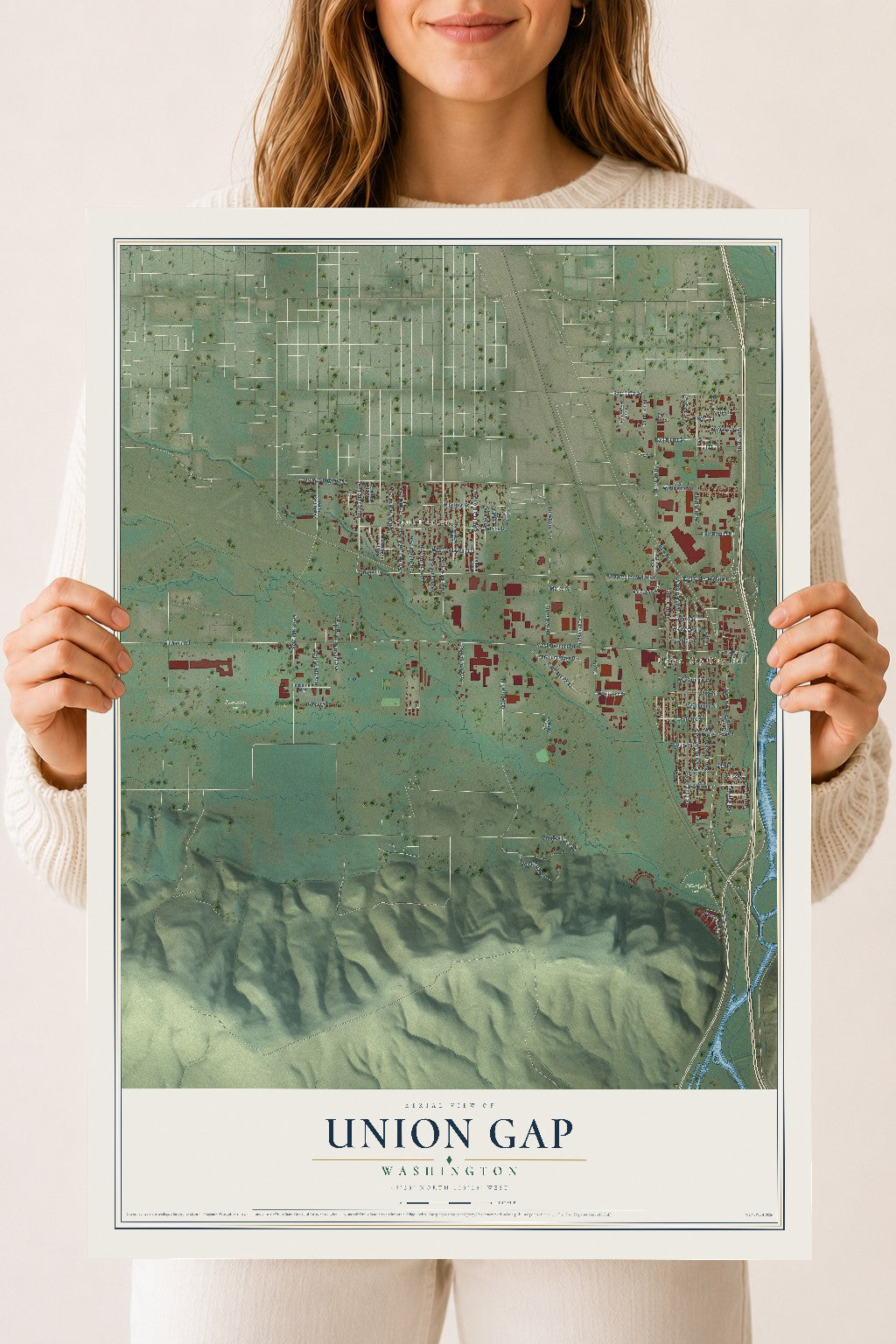 Map of Union Gap, Washington, 18 x 24 inch unframed archival matte print