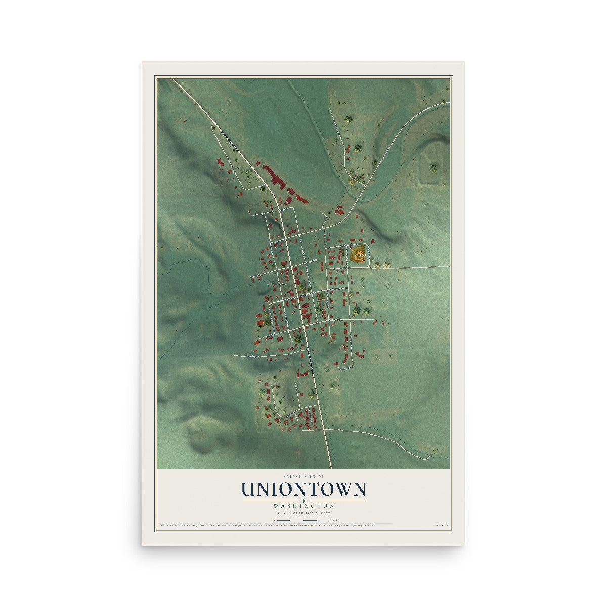 Map of Uniontown, Washington, 12 x 18 inch unframed archival matte print