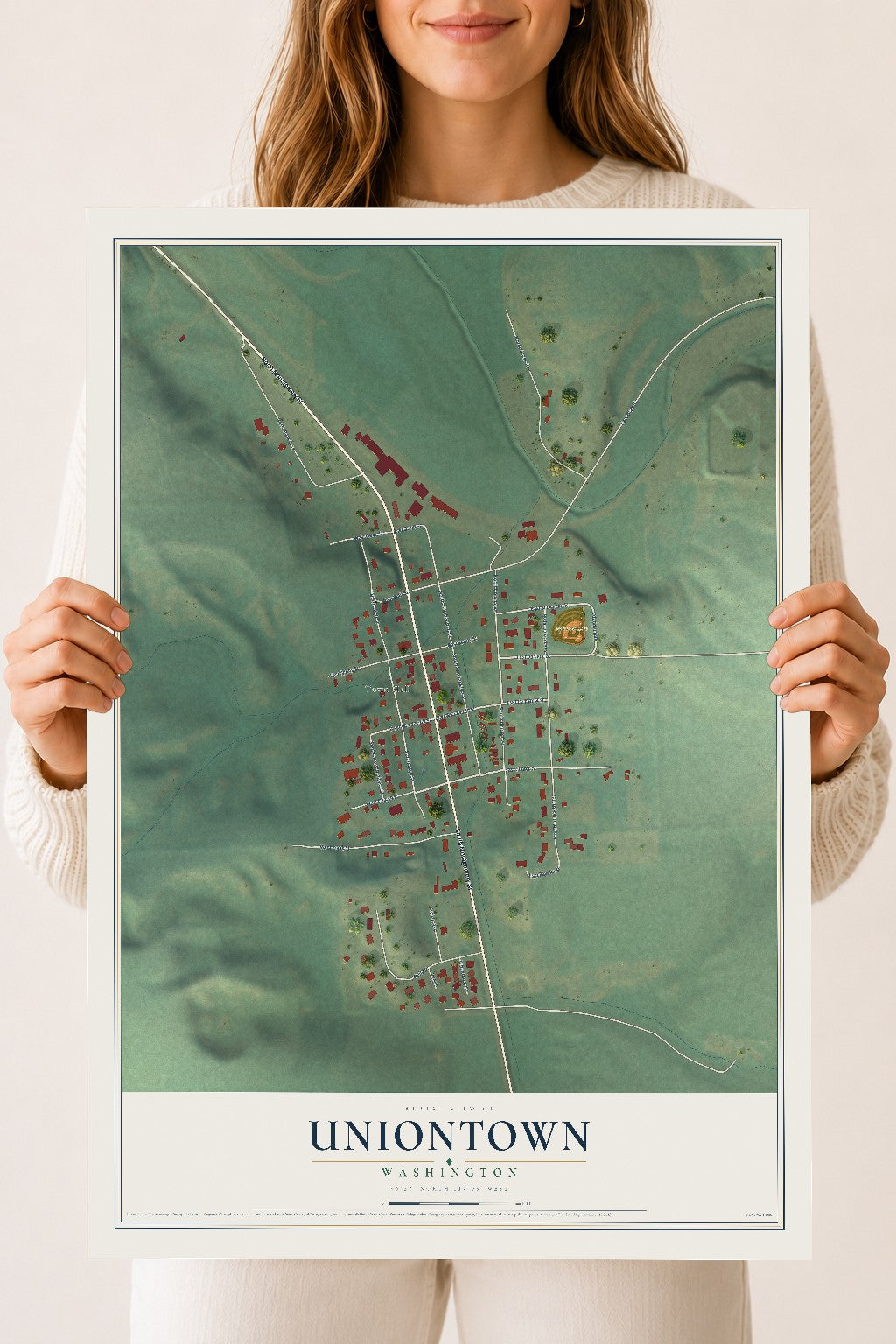 Map of Uniontown, Washington, 18 x 24 inch unframed archival matte print