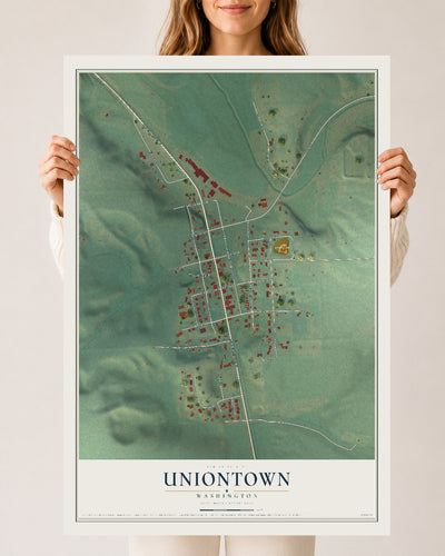 Map of Uniontown, Washington, 24 x 36 inch unframed archival matte print