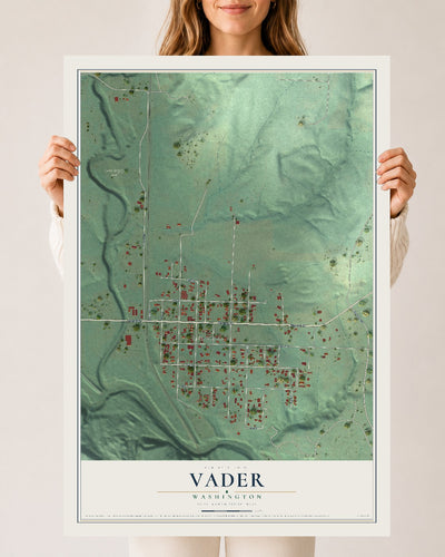 Map of Vader, Washington, 24 x 36 inch unframed archival matte print