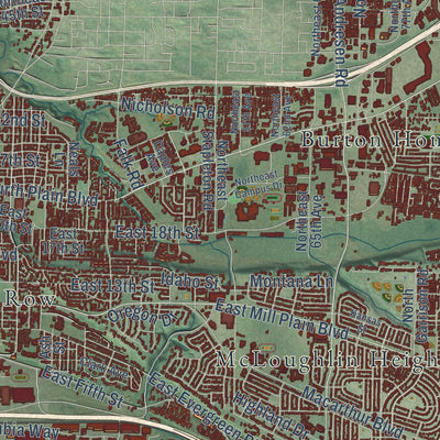 Second close-up of the map of Vancouver, Washington print showing more streets and buildings