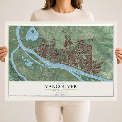 Map of Vancouver, Washington, 18 x 24 inch unframed archival matte print