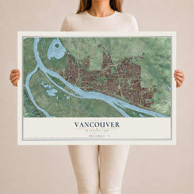 Map of Vancouver, Washington, 24 x 36 inch unframed archival matte print