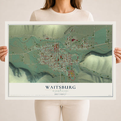Map of Waitsburg, Washington, 18 x 24 inch unframed archival matte print