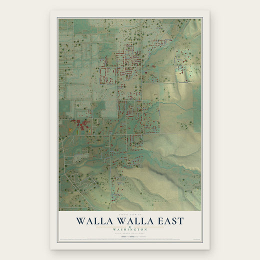 Walla Walla East, Washington map print, the full design
