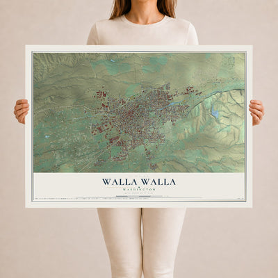 Map of Walla Walla, Washington, 24 x 36 inch unframed archival matte print