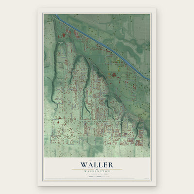 Waller, Washington map print, the full design