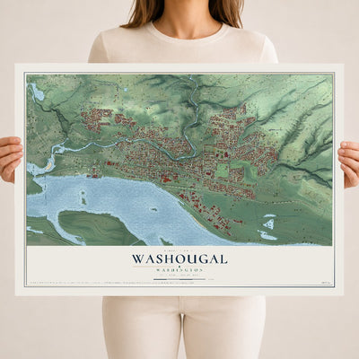 Map of Washougal, Washington, 18 x 24 inch unframed archival matte print