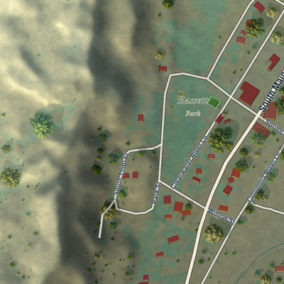 Second close-up of the map of Washtucna, Washington print showing more streets and buildings