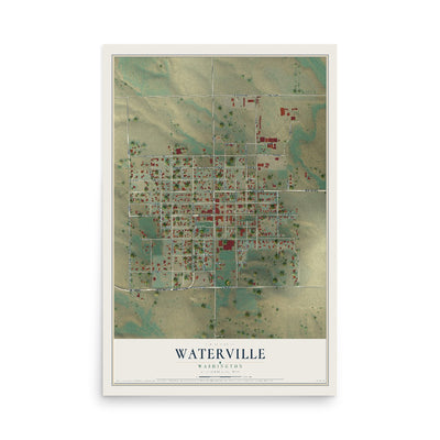 Map of Waterville, Washington, 12 x 18 inch unframed archival matte print