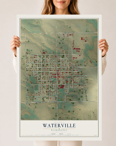 Map of Waterville, Washington, 24 x 36 inch unframed archival matte print