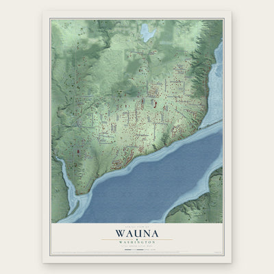 Wauna, Washington map print, the full design