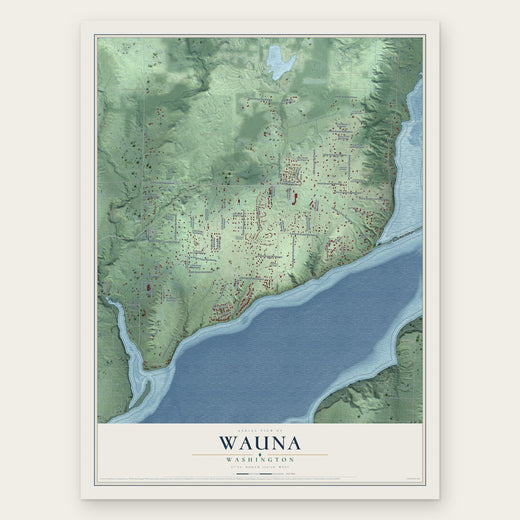 Wauna, Washington map print, the full design