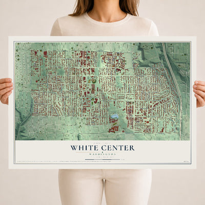 Map of White Center, Washington, 18 x 24 inch unframed archival matte print