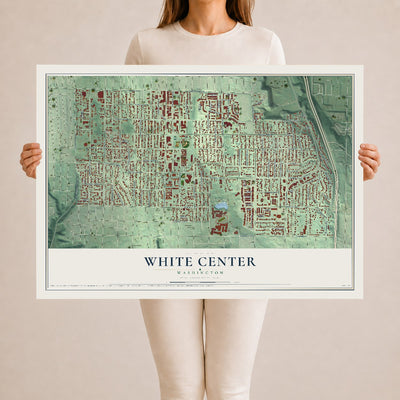 Map of White Center, Washington, 24 x 36 inch unframed archival matte print