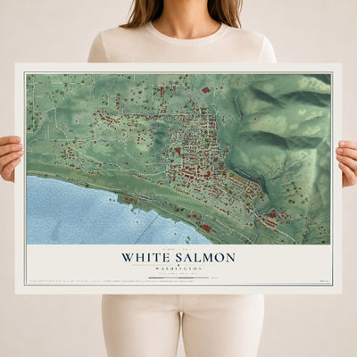 Map of White Salmon, Washington, 18 x 24 inch unframed archival matte print