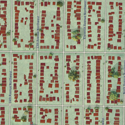 Close-up of the map of Whittier Heights, Washington print showing street and building detail
