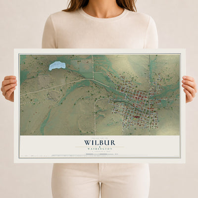 Map of Wilbur, Washington, 12 x 18 inch unframed archival matte print