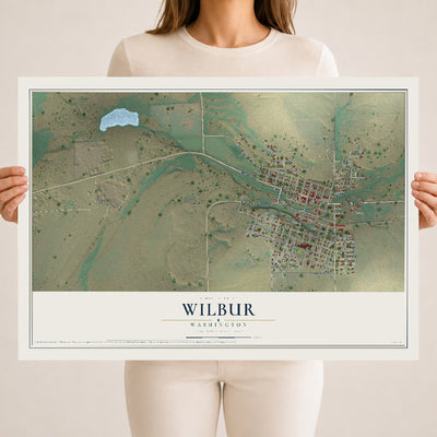 Map of Wilbur, Washington, 18 x 24 inch unframed archival matte print