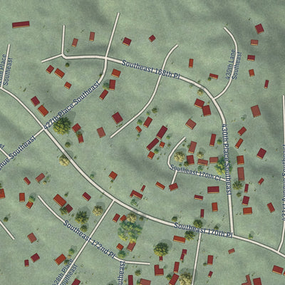 Close-up of the map of Wilderness Rim, Washington print showing street and building detail