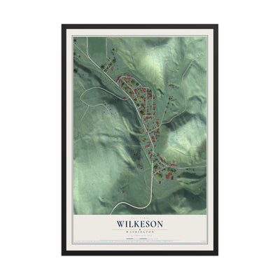 Map of Wilkeson, Washington, 12 x 18 inch print in a black wood frame