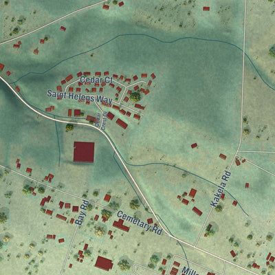 Second close-up of the map of Winlock, Washington print showing more streets and buildings