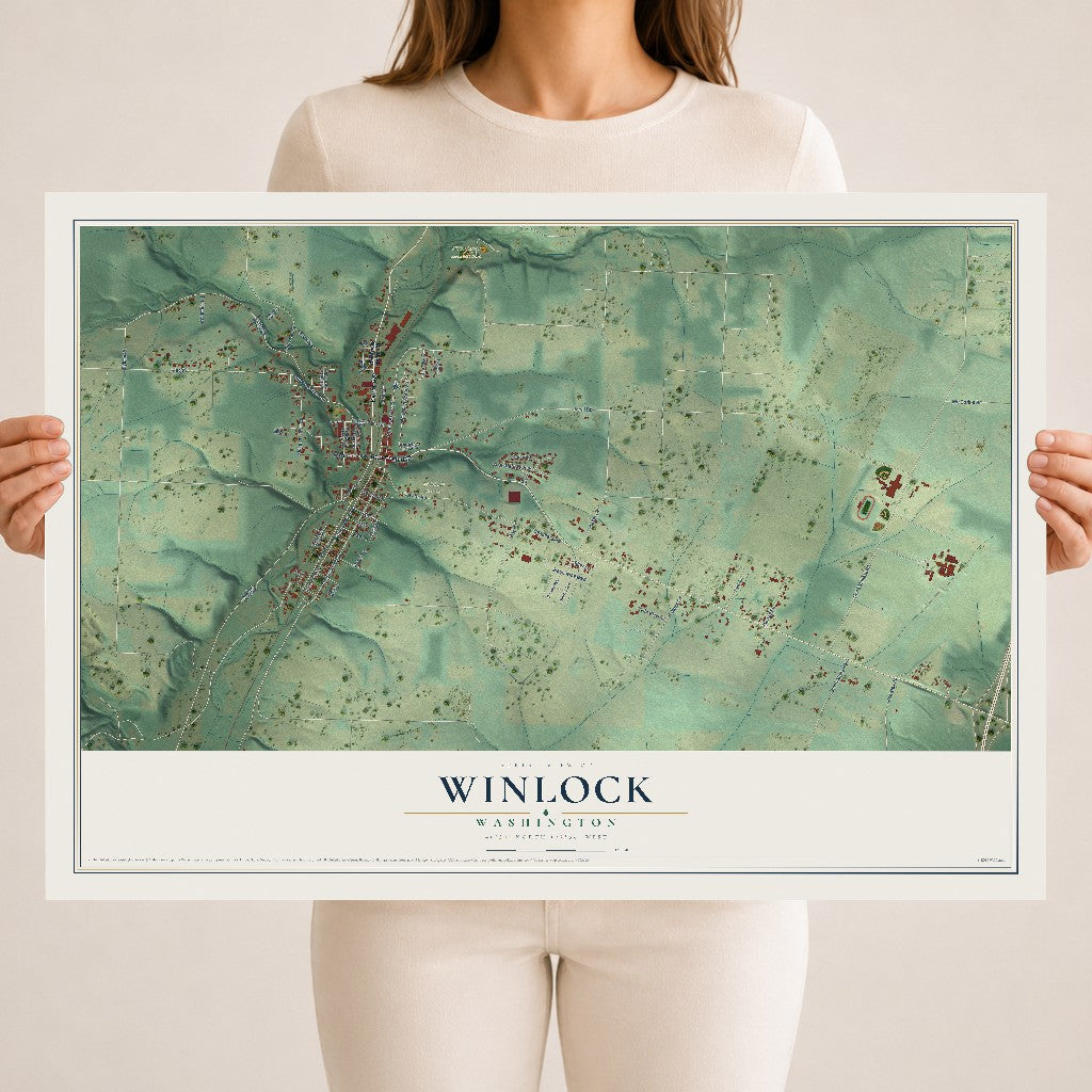 Map of Winlock, Washington, 18 x 24 inch unframed archival matte print